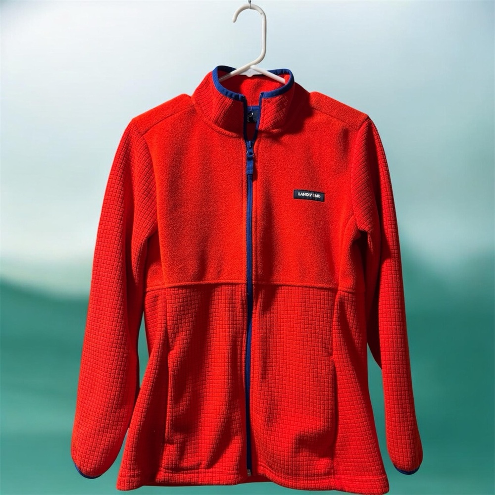 Lands' End Red Fleece with Blue Trim